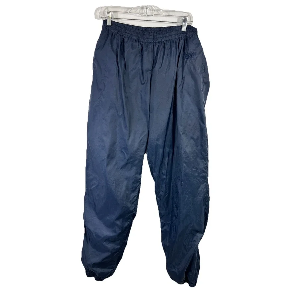 Vintage 90s‎ Reebok Track Pants XL Navy Blue Baggy Nylon Swishy Blokecore Grunge